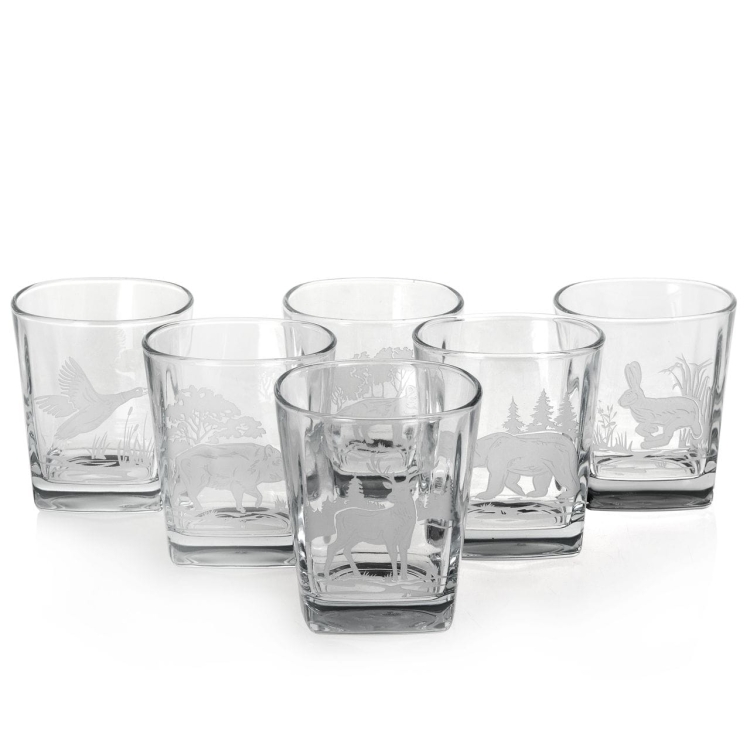 Szklanki do whisky Myśliwskie kwadratowe 300 ml  | 6 szt. w pudełku szklanka.pl