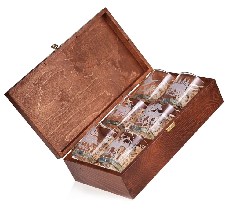 Szklanki do whisky "Myśliwskie" 300ml w skrzynce (9)