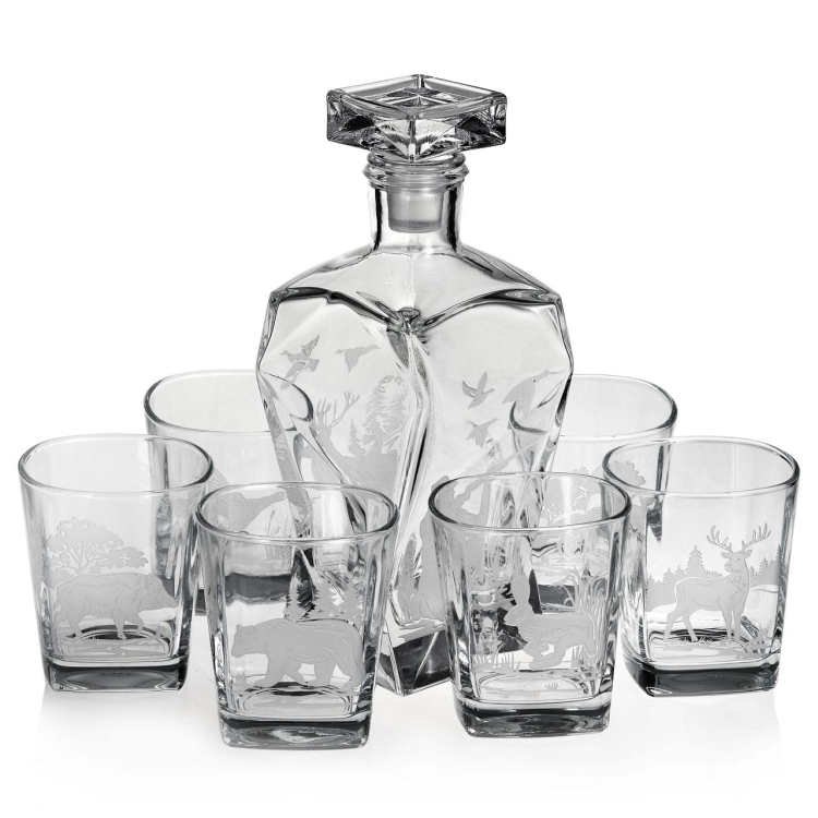 Myśliwski komplet do whisky 6+1 karafka 750ml + szklanki 300ml