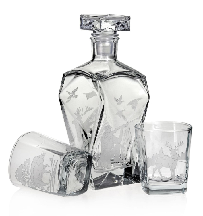 Myśliwski komplet do whisky 6+1 karafka 750ml + szklanki 300ml