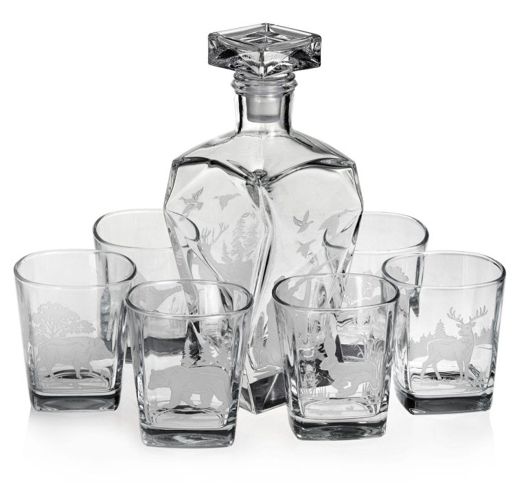 Komplet do whisky 6+1 "Myśliwski" karafka + szklanki w skrzynce (8)