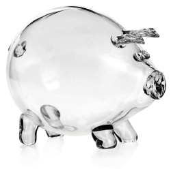 Duża szklana skarbonka ŚWINKA (4) z grawerem indywidualnym TWÓJ NAPIS