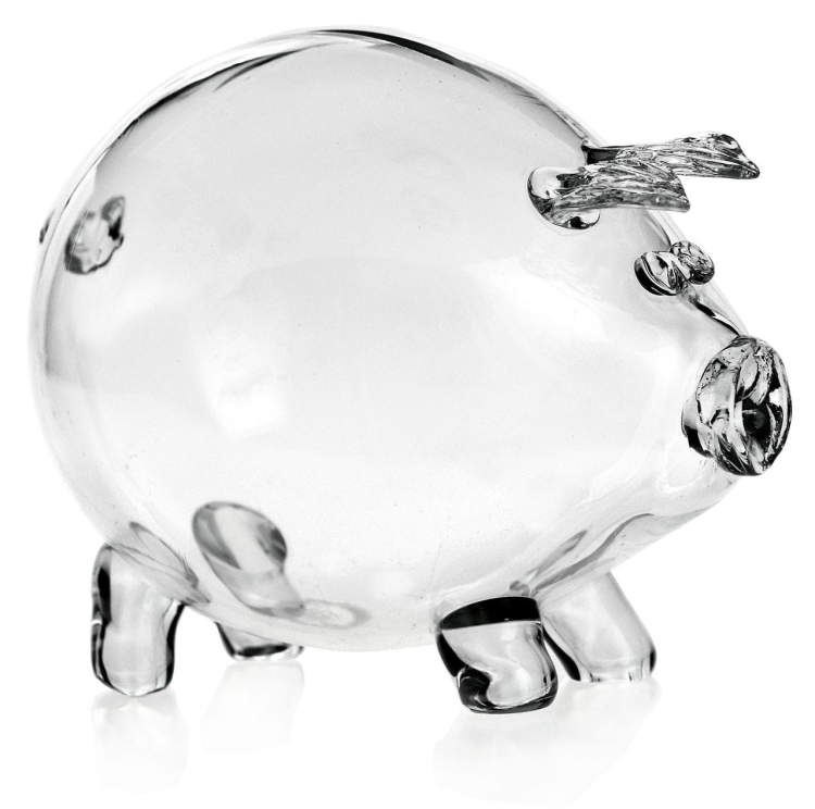 Duża szklana skarbonka ŚWINKA (4) z grawerem indywidualnym TWÓJ NAPIS