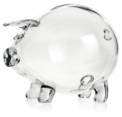 Duża szklana skarbonka ŚWINKA (4) z grawerem indywidualnym TWÓJ NAPIS