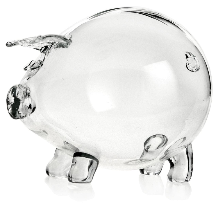 Duża szklana skarbonka ŚWINKA (4) z grawerem indywidualnym TWÓJ NAPIS