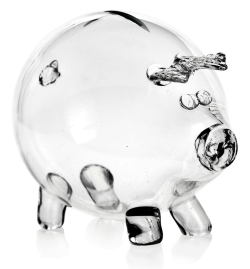 Duża szklana skarbonka ŚWINKA (4) z grawerem indywidualnym TWÓJ NAPIS