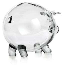 Duża szklana skarbonka ŚWINKA (4) z grawerem indywidualnym TWÓJ NAPIS