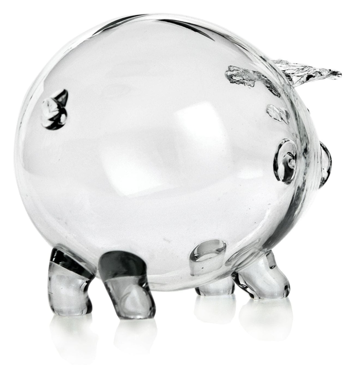 Duża szklana skarbonka ŚWINKA (4) z grawerem indywidualnym TWÓJ NAPIS