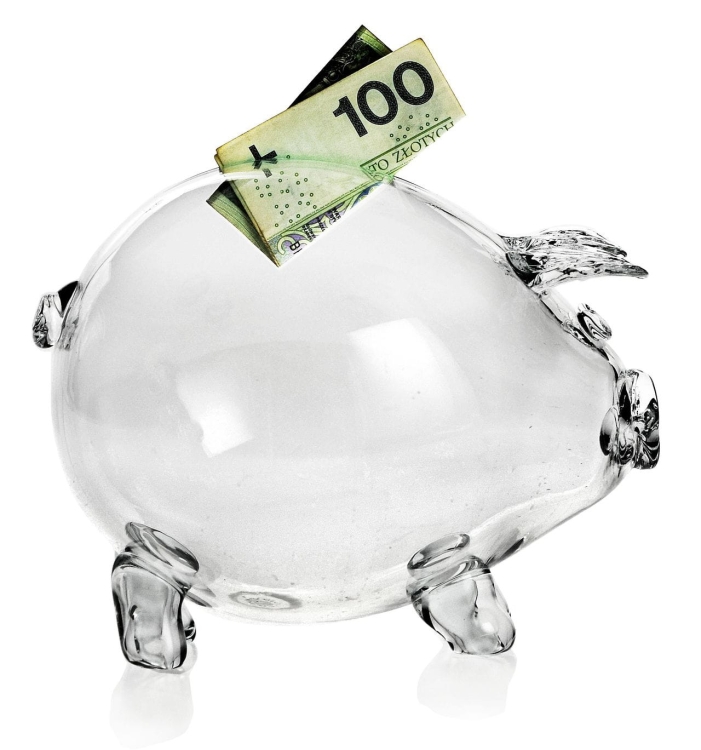 Duża szklana skarbonka ŚWINKA (4) z grawerem indywidualnym TWÓJ NAPIS