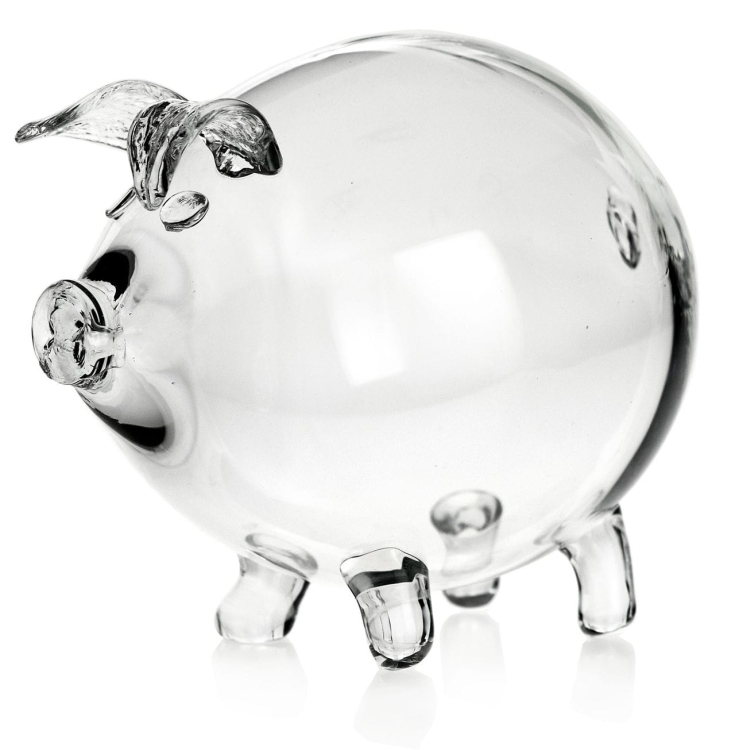 Bardzo duża szklana skarbonka ŚWINKA (3) z grawerem indywidualnym TWÓJ NAPIS