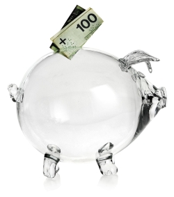 Bardzo duża szklana skarbonka ŚWINKA (3) z grawerem indywidualnym TWÓJ NAPIS