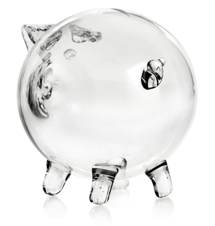 Bardzo duża szklana skarbonka ŚWINKA (3) z grawerem indywidualnym TWÓJ NAPIS