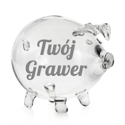 Bardzo duża szklana skarbonka ŚWINKA (3) z grawerem indywidualnym TWÓJ NAPIS