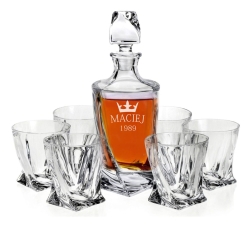 Komplet do whisky z grawerem Bohemia Quadro 6+1 (N)