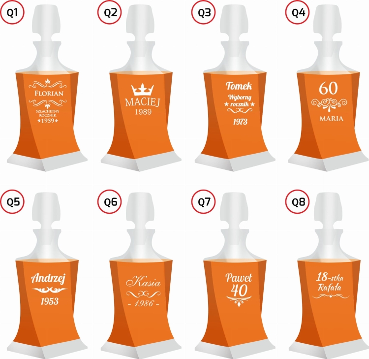 Komplet do whisky z grawerem Bohemia Quadro 6+1 (N)