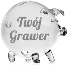 MEGA szklana skarbonka ŚWINKA z grawerem indywidualnym TWÓJ NAPIS