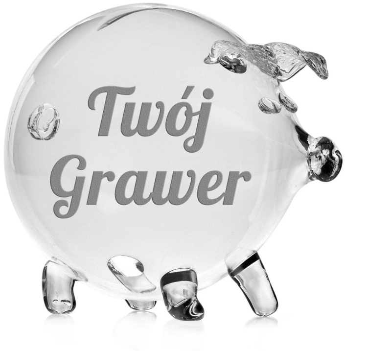MEGA szklana skarbonka ŚWINKA z grawerem indywidualnym TWÓJ NAPIS