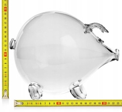 MEGA szklana skarbonka ŚWINKA z grawerem indywidualnym TWÓJ NAPIS