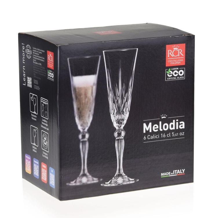 Kryształowe kieliszki do szampana RCR Melodia 160ml