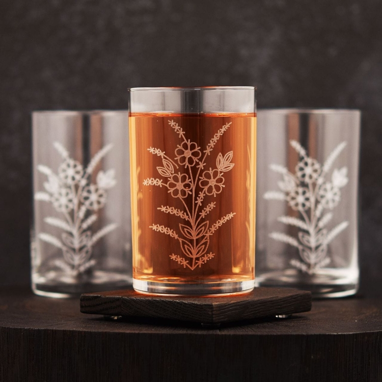 Szklanki do herbaty kawy 250 ml szklanka z grawerem 6szt Kwiaty (3)