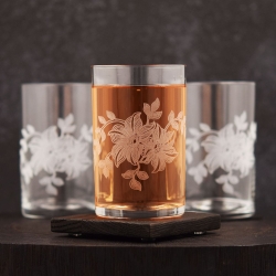 Szklanki do herbaty kawy 250 ml szklanka z grawerem 6szt Kwiaty (5)