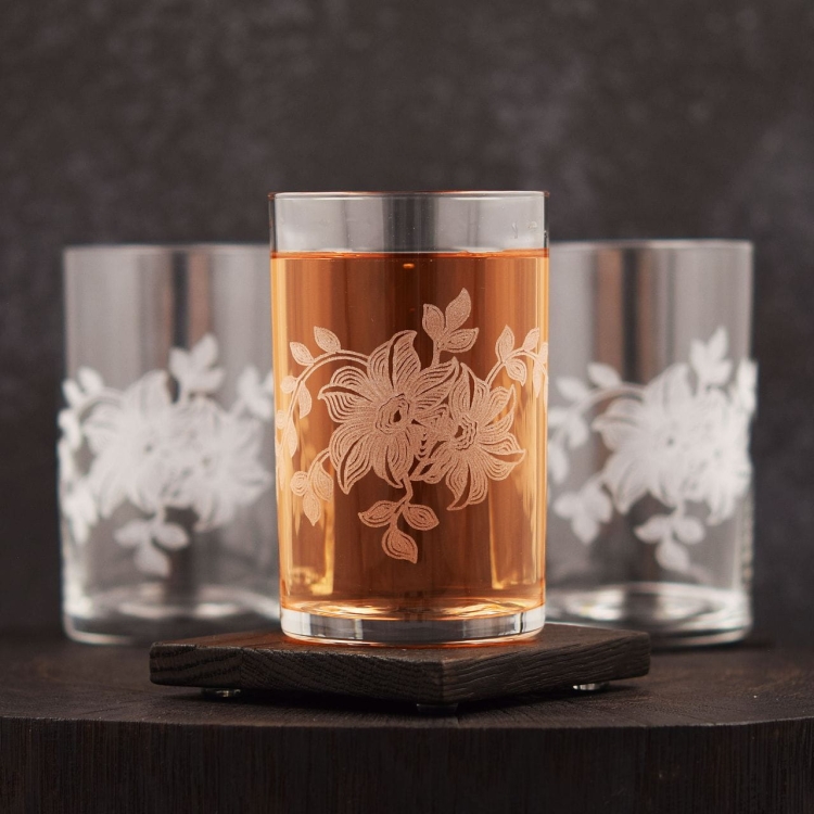 Szklanki do herbaty kawy 250 ml szklanka z grawerem 6szt Kwiaty (5)