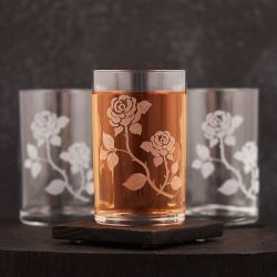 Szklanki do herbaty kawy 250 ml szklanka z grawerem 6szt Kwiaty (6)