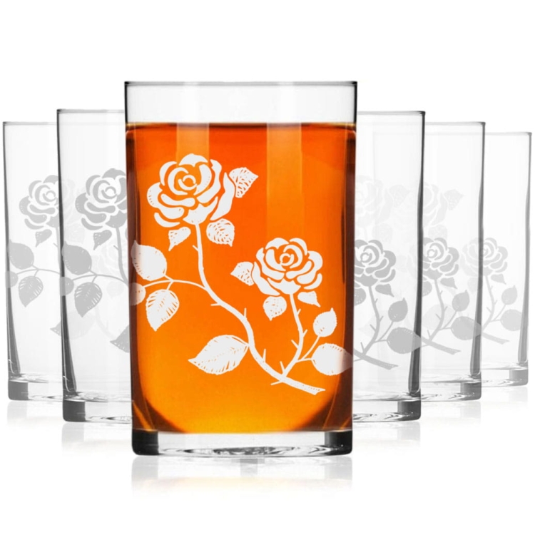 Szklanki do herbaty kawy 250 ml szklanka z grawerem 6szt Kwiaty (6)