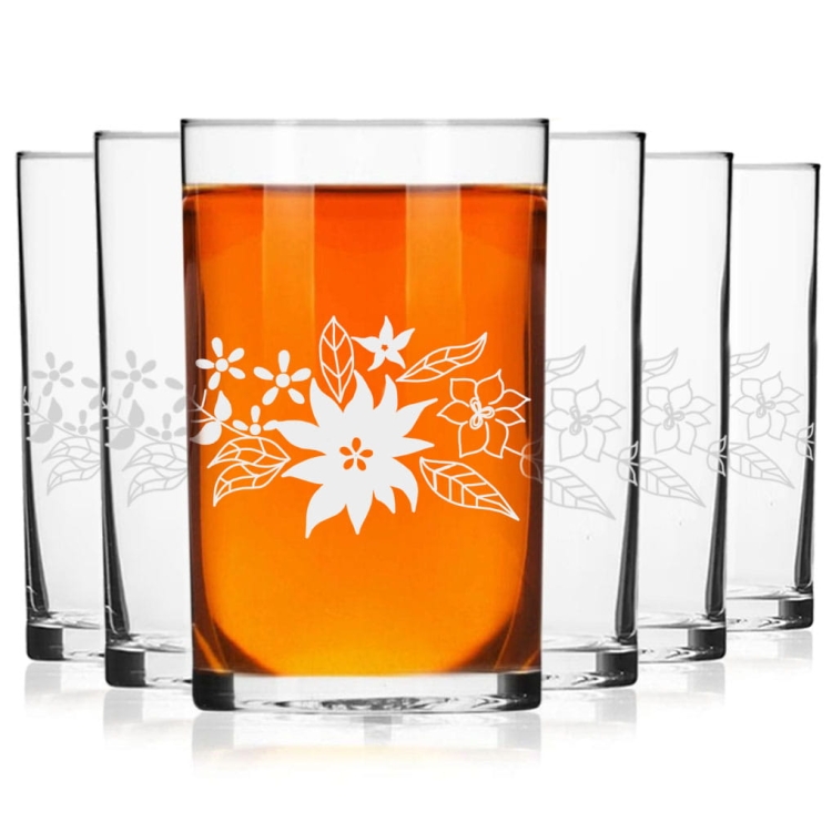 Szklanki do herbaty kawy 250 ml szklanka z grawerem 6szt Kwiaty (7)
