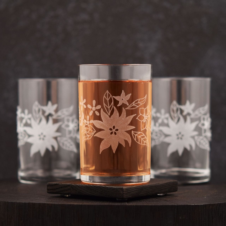 Szklanki do herbaty kawy 250 ml szklanka z grawerem 6szt Kwiaty (7)
