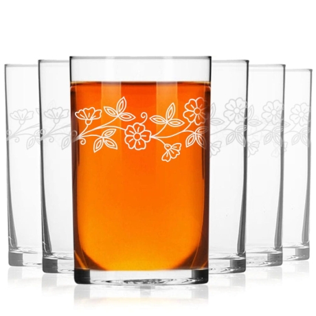 Przejdź do produktu Szklanki do herbaty kawy 250 ml szklanka z grawerem 6szt Kwiaty (8) 