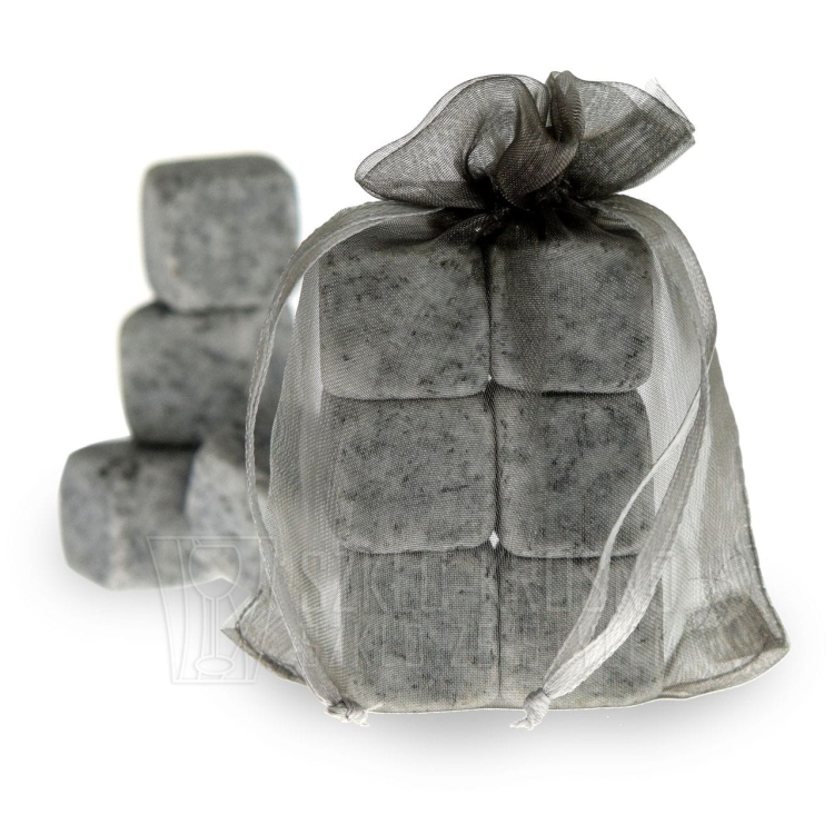 WHISKY STONES kamienie do drinków 6 sztuk - jasno szare z NATURALNEGO GRANITU *
