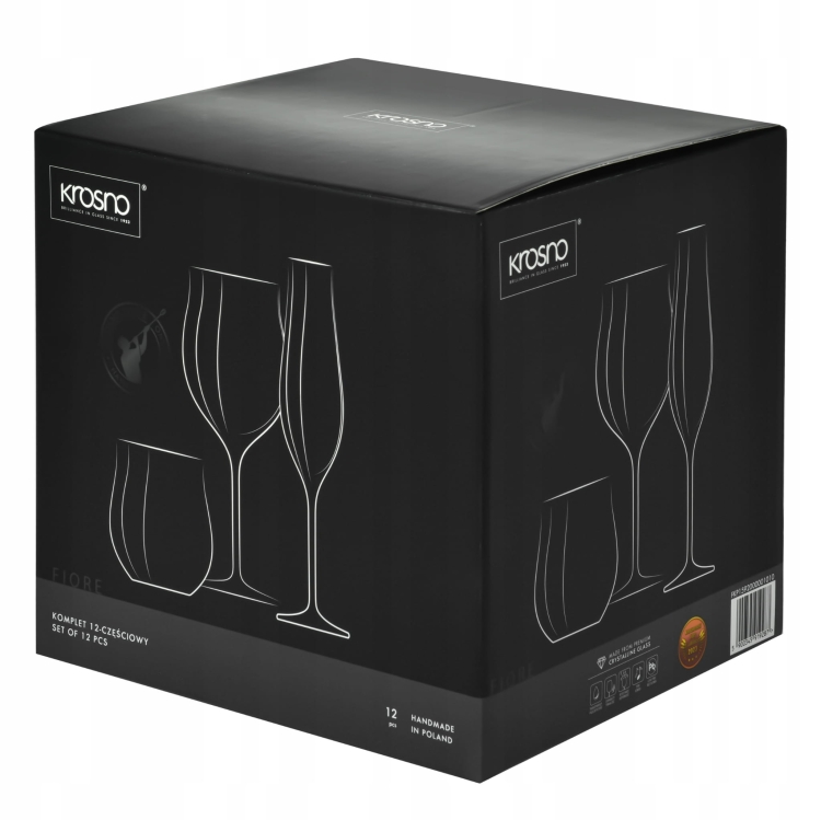 KROSNO Fiore kieliszki szklanki do wina szampana 12el