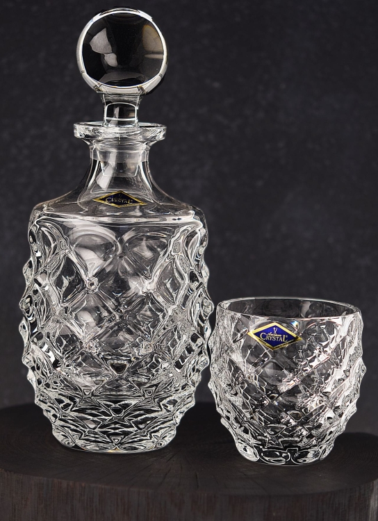 Ekskluzywny zestaw do whisky BOHEMIA Morris 6+1 Kryształ w skrzynce z GRAWEREM