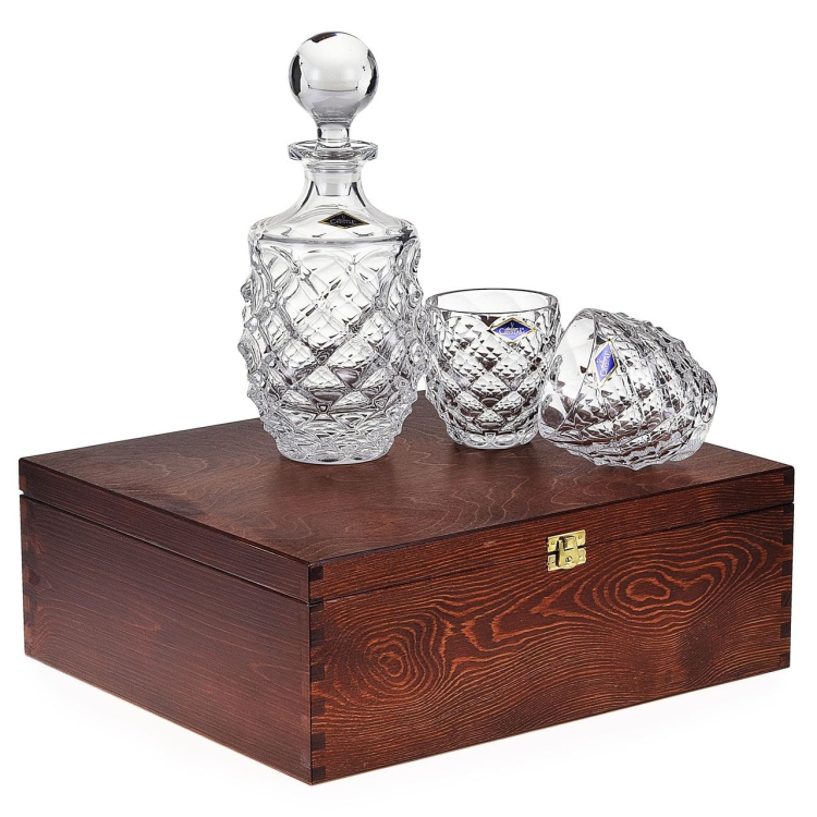 Ekskluzywny zestaw do whisky BOHEMIA Morris 6+1 Kryształ w skrzynce z GRAWEREM