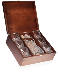 Ekskluzywny zestaw do whisky BOHEMIA Plantica 6+1 Kryształ w skrzynce z GRAWEREM