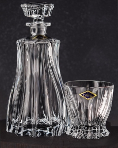 Ekskluzywny zestaw do whisky BOHEMIA Plantica 6+1 Kryształ w skrzynce z GRAWEREM