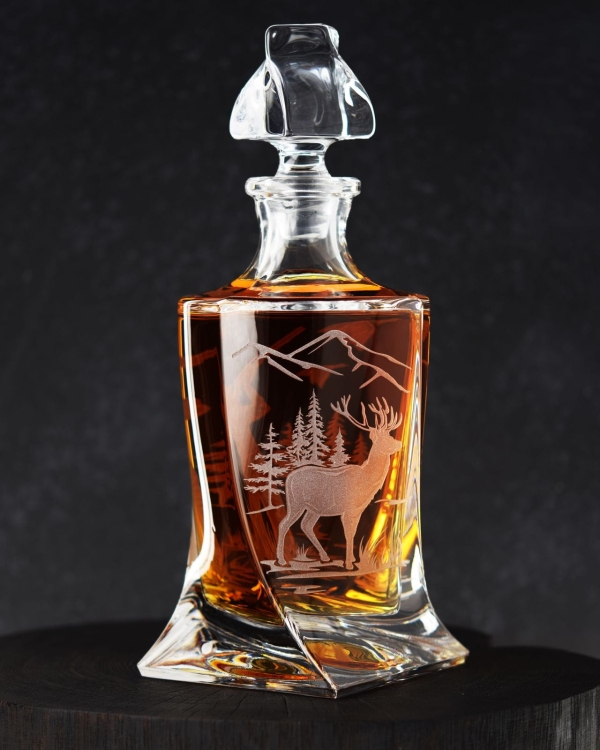 Komplet do whisky 6+1 kryształowy "Myśliwski" karafka + szklanki w skrzynce z GRAWEREM