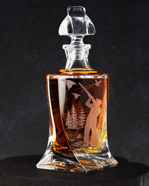 Komplet do whisky 6+1 kryształowy "Myśliwski" karafka + szklanki w skrzynce z GRAWEREM