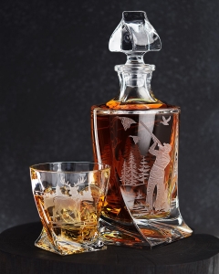 Komplet do whisky 6+1 kryształowy "Myśliwski" karafka + szklanki w skrzynce z GRAWEREM