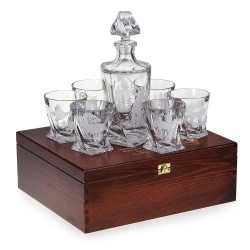 Komplet do whisky 6+1 kryształowy "Myśliwski" karafka + szklanki w skrzynce z GRAWEREM