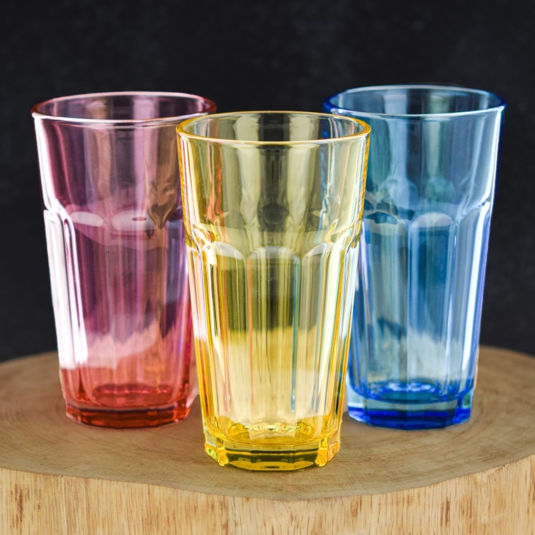 Kolorowe wysokie szklanki do soku, drinków Gigi 290ml 6szt