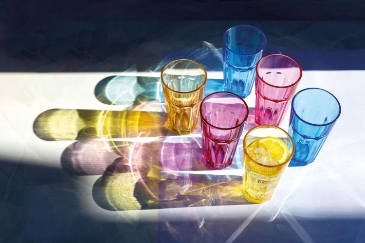Kolorowe wysokie szklanki do soku, drinków Gigi 290ml 6szt