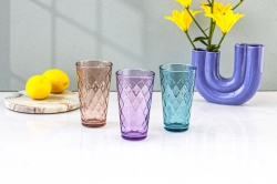 Kolorowe wysokie szklanki do soku, drinków Maia 370ml 6szt