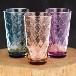 Kolorowe wysokie szklanki do soku, drinków Maia 370ml 6szt