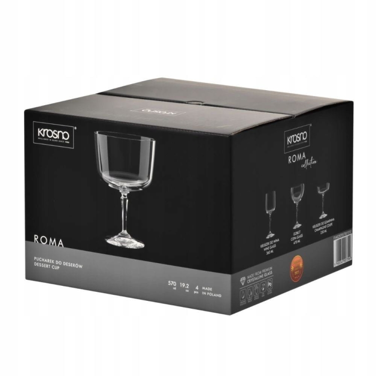 KROSNO ROMA Pucharki czarki na lody desery 570ml 4szt