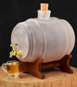 Szklana beczułka, antałek z kranikiem na bimber MLECZNA 2L