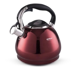 Czajnik metalowy z gwizdkiem Hoffner 3L Indukcja Gaz HF-1017 Czerwony