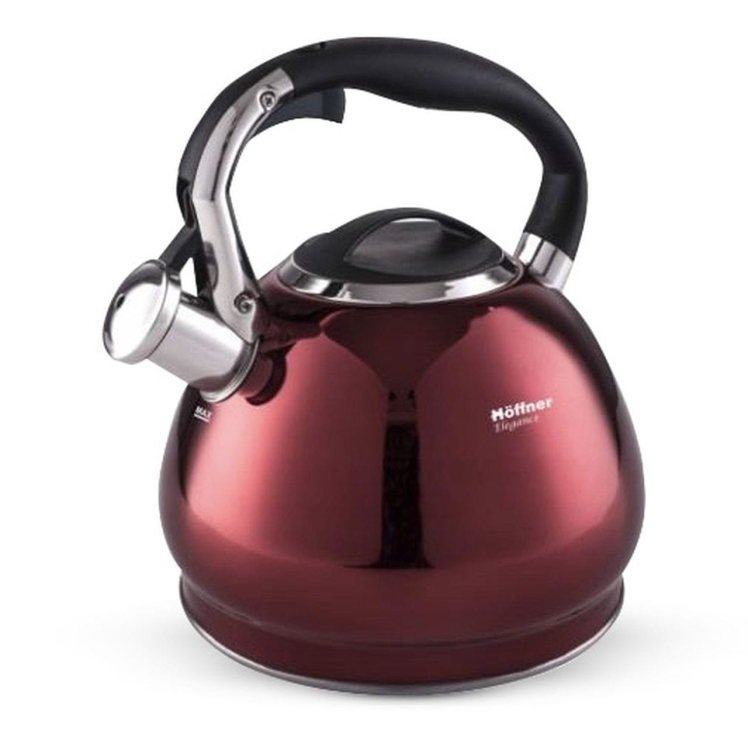 Czajnik metalowy z gwizdkiem Hoffner 3L Indukcja Gaz HF-1017 Czerwony