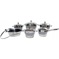 Zestaw garnków ze stali nierdzewnej Hoffner Szary 12 el